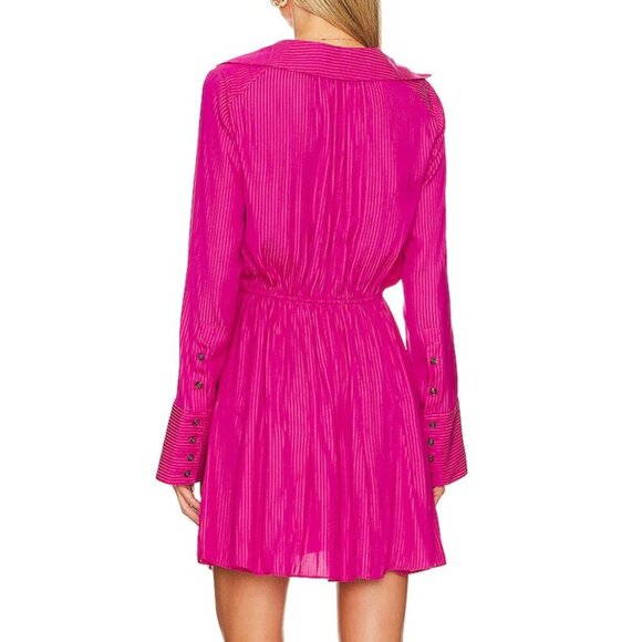 Free People Everly Shirtdress in Bright Pink Phenom Small - Picture 2 of 5